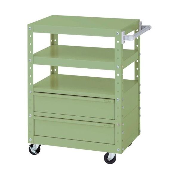 ヤマテック スペシャルワゴン W600×D400 移動式 キャビネット深型1段×2個 ヤマテックグリーン W6CU-BM2-G 1台（直送品）