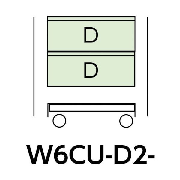 山金工業 ヤマテック スペシャルワゴン W600×D400移動式 キャビネット超深型1段×2個 ヤマテックグリーン W6CU-D2-G 1台（直送品）