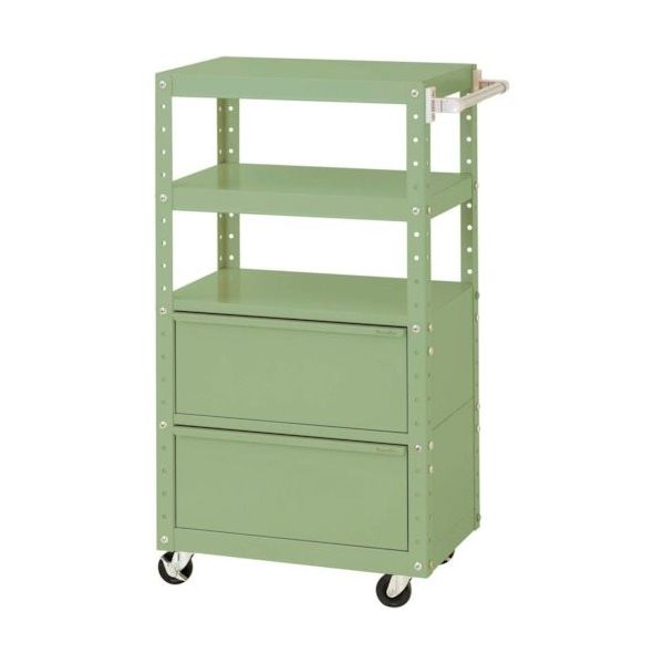 山金工業 ヤマテック スペシャルワゴン 移動式 キャビネット超深型1段×2個 ヤマテックグリーン W6CUH-BD2-G 1台（直送品）