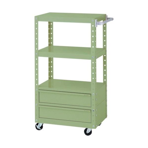 山金工業 ヤマテック スペシャルワゴン 移動式 キャビネット深型1段×2個 ヤマテックグリーン W6CUH-BM2-G 1台（直送品）