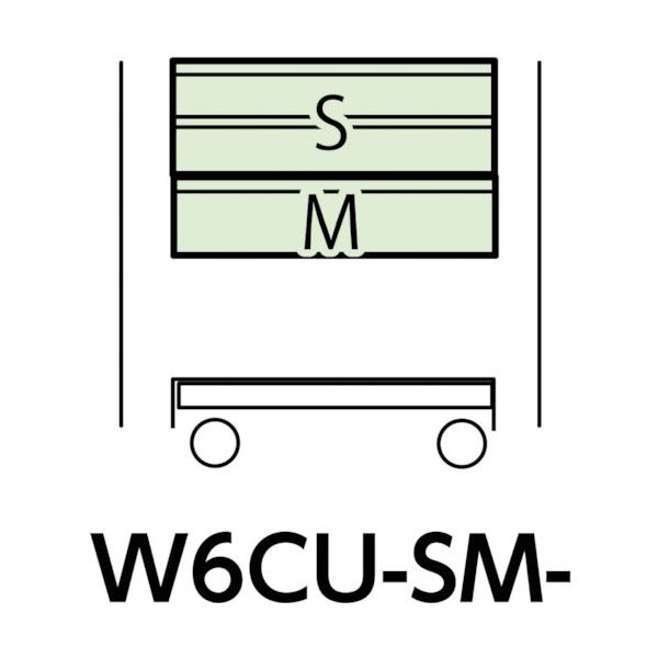 山金工業 ヤマテック スペシャルワゴン 移動式 キャビネット浅型2段×1個、深型1段×1個 ヤマテックアイボリー W6CU-SM-IV 1台（直送品）