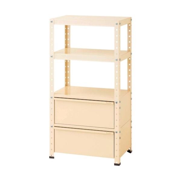 山金工業 ヤマテック スペシャルワゴン 固定式 キャビネット超深型1段×2個 ヤマテックアイボリー W6H-BD2-IV 1台（直送品）