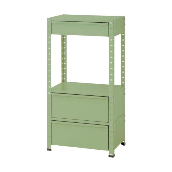 山金工業 ヤマテック スペシャルワゴン 固定式 キャビネット深型1段×1個、超深型1段×2個 ヤマテックグリーン W6H-MBD2-G 1台（直送品）