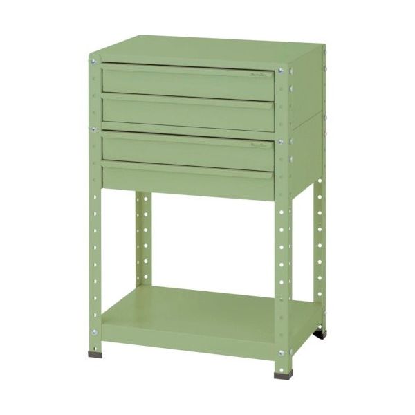 山金工業 ヤマテック スペシャルワゴン W600×D400 固定式 キャビネット浅型2段×2個 ヤマテックグリーン W6-S2-G 1台（直送品）