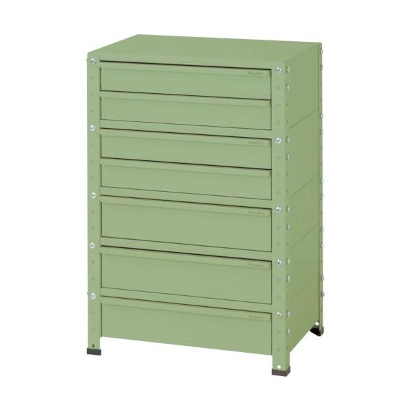 山金工業 ヤマテック スペシャルワゴン 固定式 キャビネット浅型2段×2個、深型1段×3個 ヤマテックグリーン W6-S2M3-G 1台（直送品）