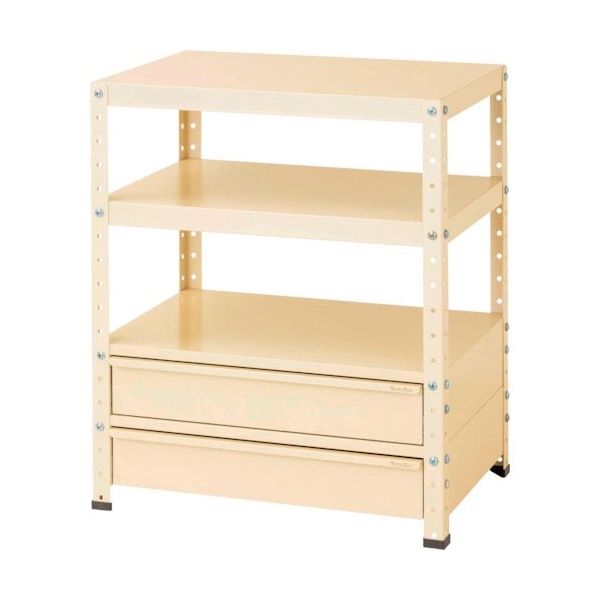 山金工業 ヤマテック スペシャルワゴン W750×D500固定式 キャビネット深型1段×2個 ヤマテックアイボリー W7-BM2-IV 1台（直送品）