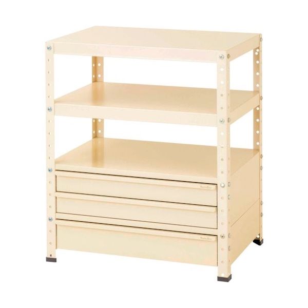 山金工業 ヤマテック スペシャルワゴン 固定式 キャビネット浅型2段×1個、深型1段×1個 ヤマテックアイボリー W7-BSM-IV 1台（直送品）