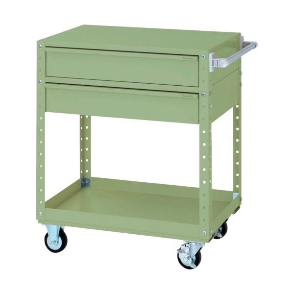 山金工業 ヤマテック スペシャルワゴン W750×D500 移動式 キャビネット深型1段×2個 ヤマテックグリーン W7CS-M2-G 1台（直送品）