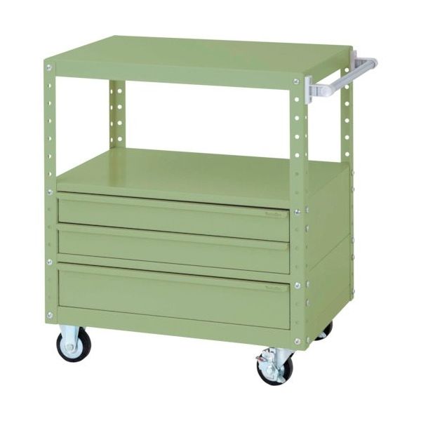 山金工業 ヤマテック スペシャルワゴン 移動式 キャビネット浅型2段×1個、深型1段×1個 ヤマテックグリーン W7CU-BSM-G 1台（直送品）