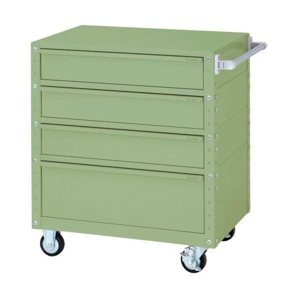 山金工業 ヤマテック スペシャルワゴン 移動式 キャビネット深型1段×3個、超深型1段×1個 ヤマテックグリーン W7CU-M3D-G 1台（直送品）