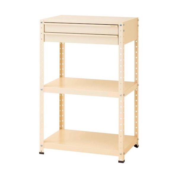 山金工業 ヤマテック スペシャルワゴン 固定式 キャビネット浅型2段×1個 ヤマテックアイボリー W7H-S-IV 1台 868-3716（直送品）