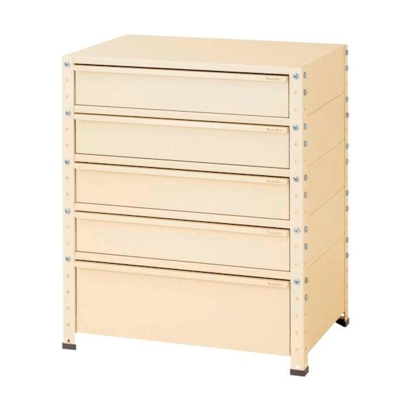 山金工業 ヤマテック スペシャルワゴン 固定式 キャビネット深型1段×4個、超深型1段×1個 ヤマテックアイボリー W7-M4D-IV 1台（直送品）