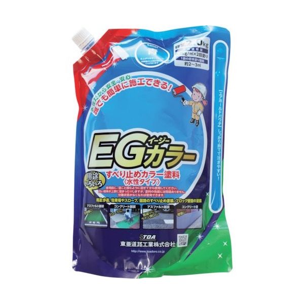 東亜道路工業 水性すべり止め塗料 EGカラー 青 2kg EG601 1セット(12袋) 254-2349（直送品）