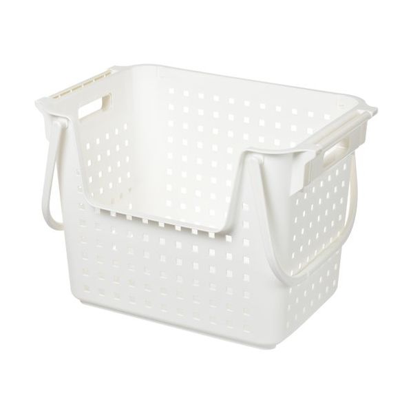 ヒマラヤ化学工業所 ヒマラヤ化学 積重ねワイドバスケット 2075 ホワイト 504×345×350 207573 1セット(8個)（直送品）