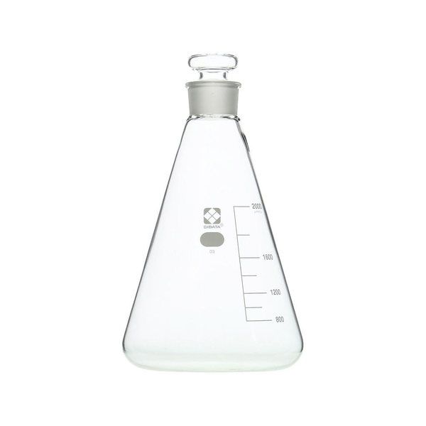 柴田科学 共栓三角フラスコ(目安目盛付き) 2000mL 6-016-20 1個（直送品）