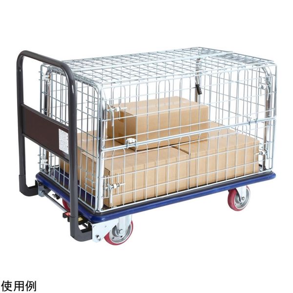 エヌケーキャリーキャスター 五面金網囲い台車 1/2開閉扉 ブレーキなし NK300L-G 1個 4-5176-04（直送品）
