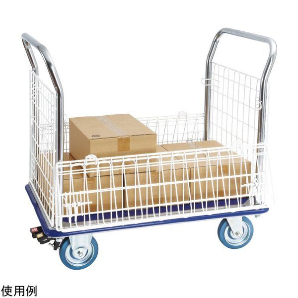 エヌケーキャリーキャスター ナイロンコート金網台車 両面1/2開閉扉 ブレーキフットタイプ NK307NC-ST 1個 4-5178-03（直送品）