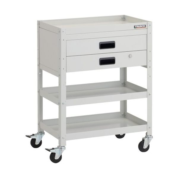 TRUSCO ツールワゴン ラビットワゴン 600X400XH810 2段引出付 ゴム車輪 ホワイト RBW-863X-W 1台（直送品）