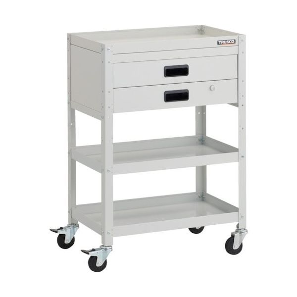 TRUSCO ツールワゴン ラビットワゴン 600X400XH880 2段引出付 ゴム車輪 ホワイト RBW-963X-W 1台（直送品）