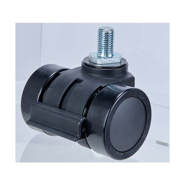 TRUSCO ねじ込み式重荷重用低床型 双輪キャスターダブルベアリング ナイロン車66mm THCN66-B M16XP2.0 1個（直送品）