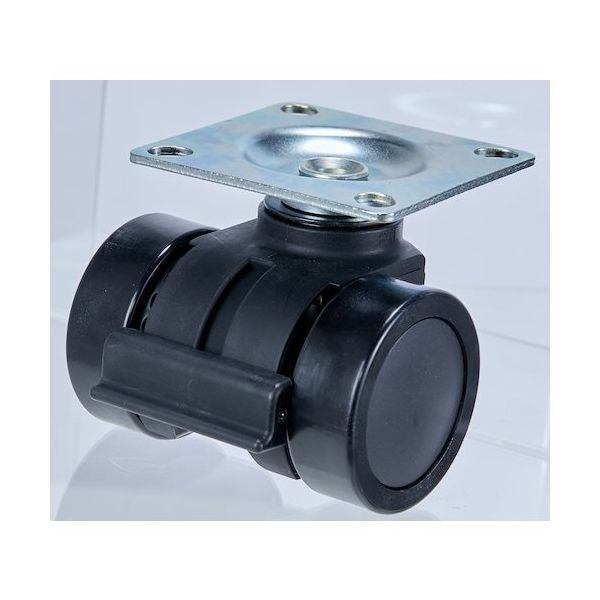 TRUSCO プレート式重荷重用低床型 双輪キャスターダブルベアリング ストッパー付きナイロン車66mm THCNS66-P 1個（直送品）