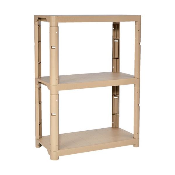 トラスコ中山 TRUSCO プラ棚 高さ1229ー3段タイプ コーナーキャップ4個付 ライトサンド TPT-4343C-LS 1台（直送品）