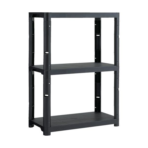 トラスコ中山 TRUSCO プラ棚 高さ1229ー3段タイプ コーナーキャップ4個付 つや消しブラック TPT-4343C-MBK 1台（直送品）