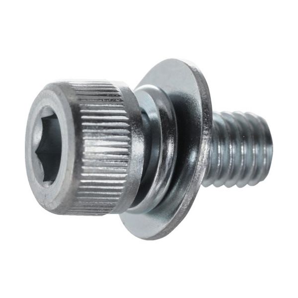 TRUSCO 座金組込六角穴付ボルト P=3 三価白 M5X12 130本入 (ばね座金+JISワッシャー付き) ヘキサゴンパック S077-0512（直送品）