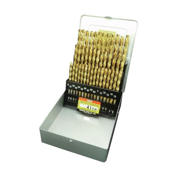 イシハシ精工 ISF TINコーティング コバルト正宗ドリル 41本組セット(スチールケース入) TCOD-41S 1セット(41本)（直送品）