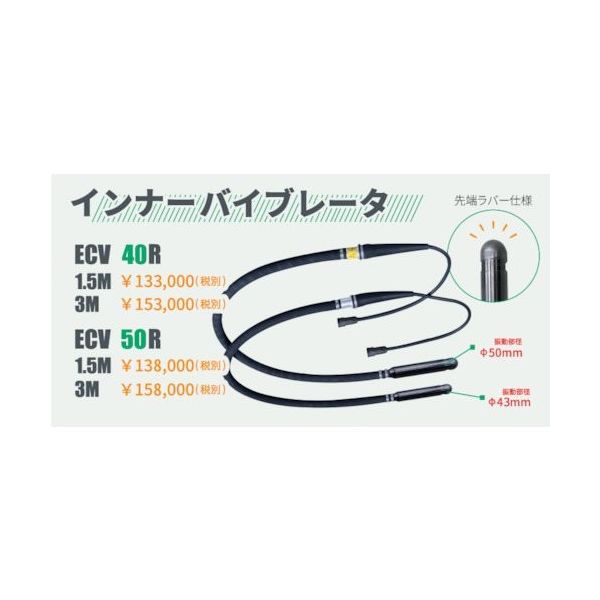 エクセン コードレス高周波バイブレータECVシリーズ バイブレータ部 ECV40R-3M 1本 261-3545（直送品）