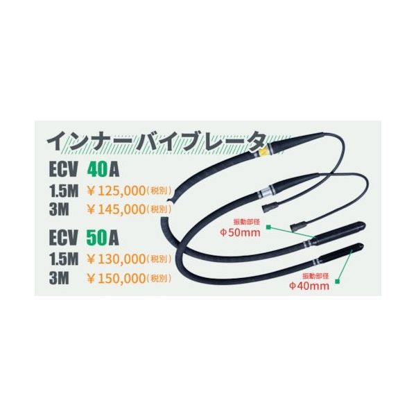 エクセン コードレス高周波バイブレータECVシリーズ バイブレータ部 ECV50A-3M 1本 261-3561（直送品）