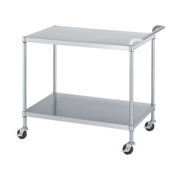 ステンレスワゴン(SUS430) 天地2段タイプ φ75導電ナイロン車 750×600×800 M02-7560-800-NE75_SH（直送品）