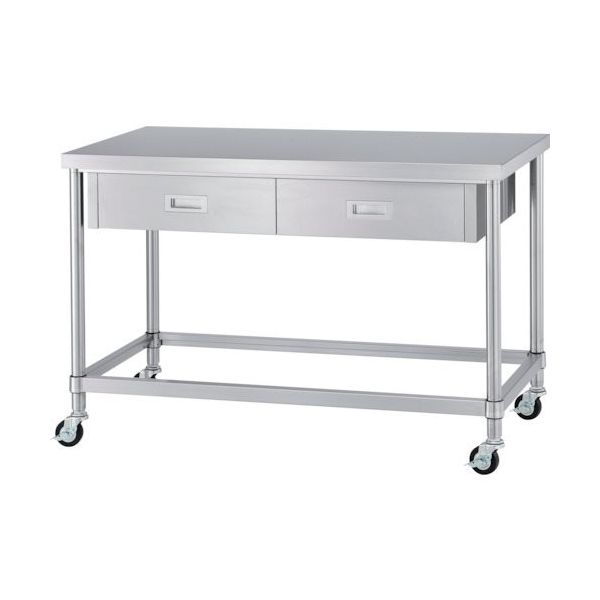 シンコー ステンレス作業台片面引出付四方枠キャスター付 WDZC-12045-800-SU75 1台 324-4531（直送品）