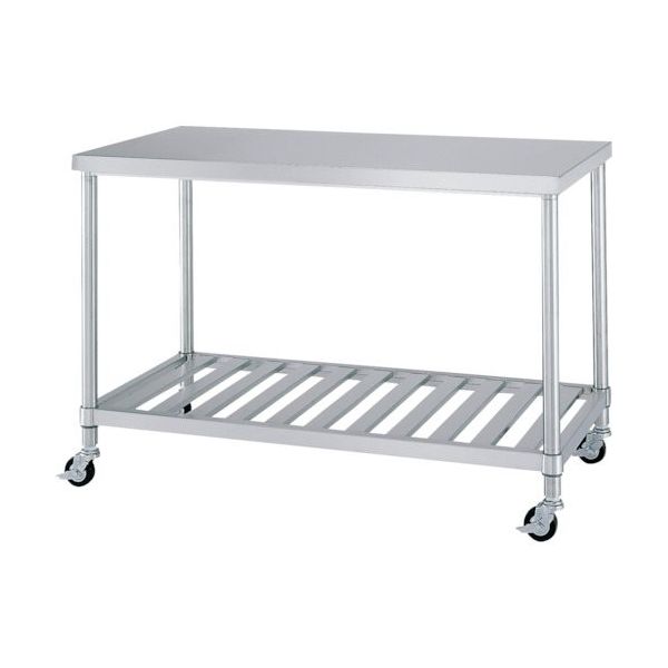 シンコー ステンレス作業台スノコ棚キャスター付 WSNC-15060-800-SU100 1台 324-2824（直送品）