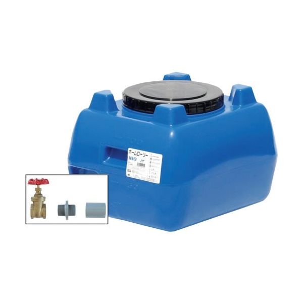 スイコー ホームローリータンク100 青 (フタ含む) ドレンバルブセット(40A)付 HLT-100(B)+VALVE-SET40A 1個（直送品）