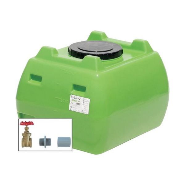 ホームローリータンク300 緑 (フタ含む) ドレンバルブセット(40A)付 HLT-300(GN)+VALVE-SET40A 1個（直送品）