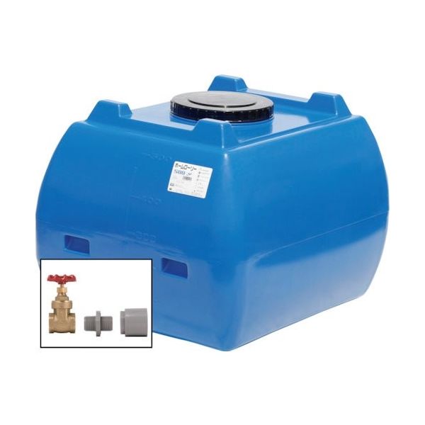 スイコー ホームローリータンク500 青 (フタ含む) ドレンバルブセット(25A)付 HLT-500(B)+VALVE-SET25A 1個（直送品）