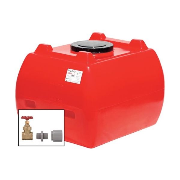 スイコー ホームローリータンク500 赤 (フタ含む) ドレンバルブセット(25A)付 HLT-500(R)+VALVE-SET25A 1個（直送品）