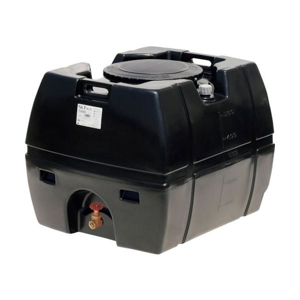 スイコー スーパーローリータンク 500L 黒 (フタ含む) 直付けスリースバルブ25A付 SLT-500 BK+SV25A 1個（直送品）