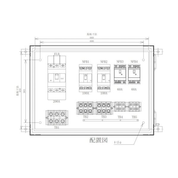セフティー電気用品 セフティー 仮設動力分電盤 4回路（100A×2）（ EP200-N4A 340-2893（直送品）