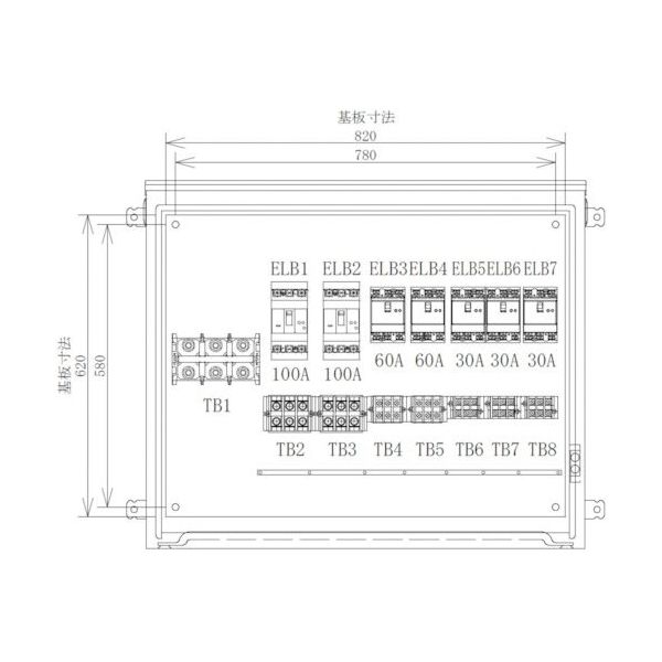 セフティー電気用品 セフティー 仮設分岐盤 PーE7A 7回路(100A×2)(60A×2)(30A×3) 1個 340-2916（直送品）