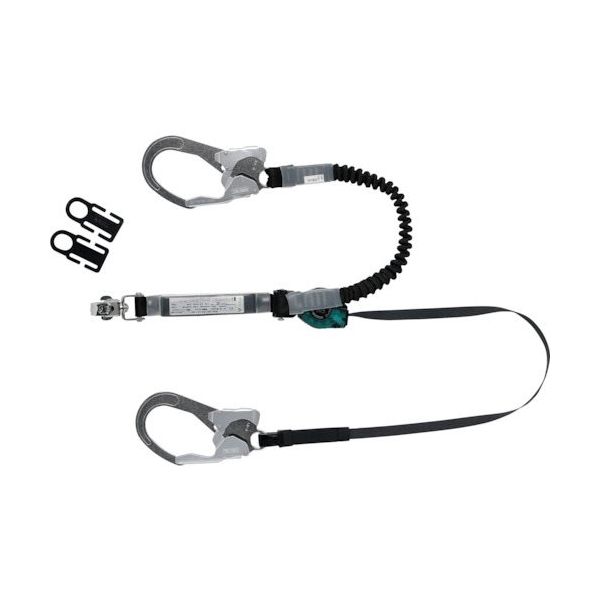 常時巻取り式と伸縮式の2丁掛けランヤード 100kg以下 伸縮式1.3 MHLYS-RCRNEX-56DJMR-T1-1.3-2HP 1本（直送品）
