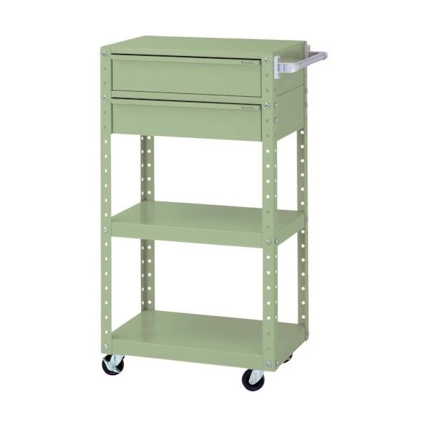 山金工業 ヤマテック スペシャルワゴン 移動式 キャビネット深型1段×2個 ヤマテックグリーン W6CSH-M2-G 1台 868-3419（直送品）