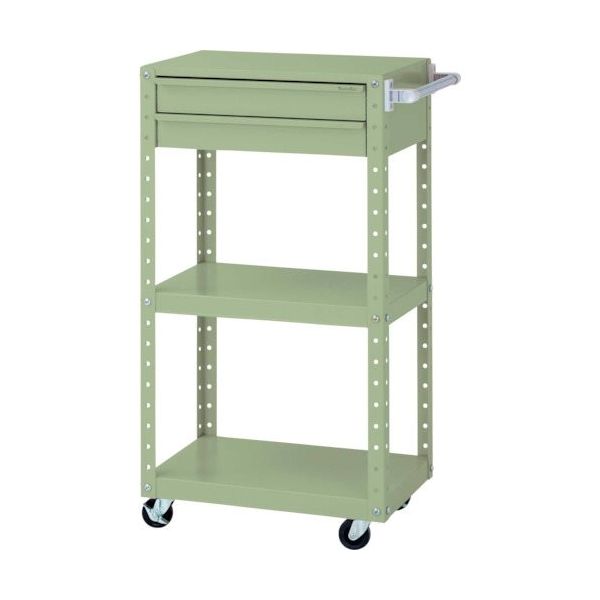 山金工業 ヤマテック スペシャルワゴン 移動式 キャビネット浅型2段×1個 ヤマテックグリーン W6CSH-S-G 1台 868-3423（直送品）