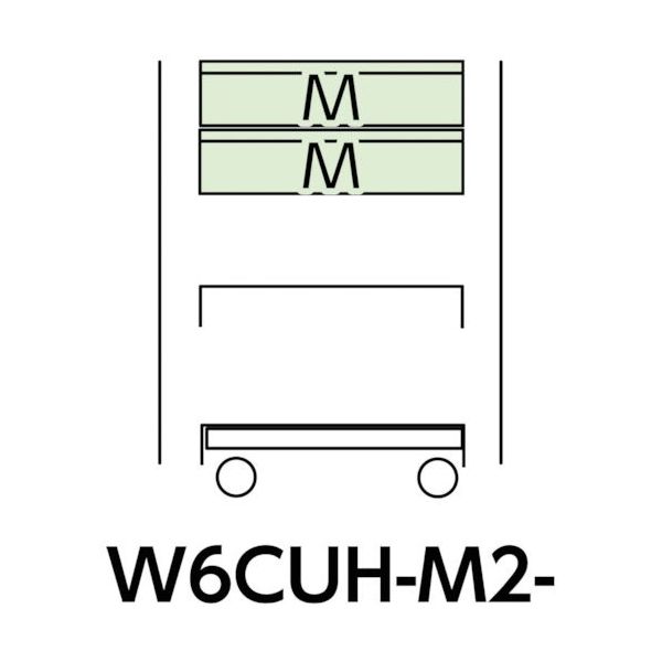 山金工業 ヤマテック スペシャルワゴン 移動式 キャビネット深型1段×2個 ヤマテックアイボリー W6CUH-M2-IV 1台（直送品）