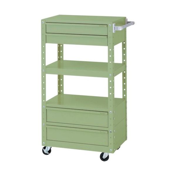 ヤマテック スペシャルワゴン 移動式 キャビネット深型1段×2個、浅型2段×1個 ヤマテックグリーン W6CUH-SBM2-G 1台（直送品）