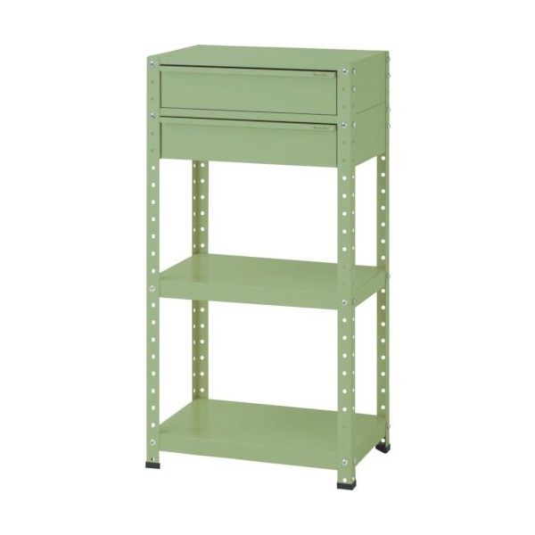 山金工業 ヤマテック スペシャルワゴン 固定式 キャビネット深型1段×2個 ヤマテックグリーン W6H-M2-G 1台 868-3527（直送品）