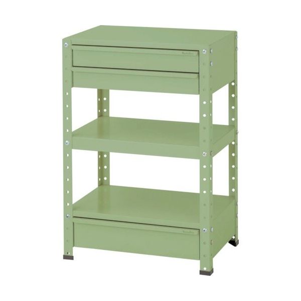 山金工業 ヤマテック スペシャルワゴン 固定式 キャビネット深型1段×1個、浅型2段×1台 ヤマテックグリーン W6-SBM-G 1台（直送品）