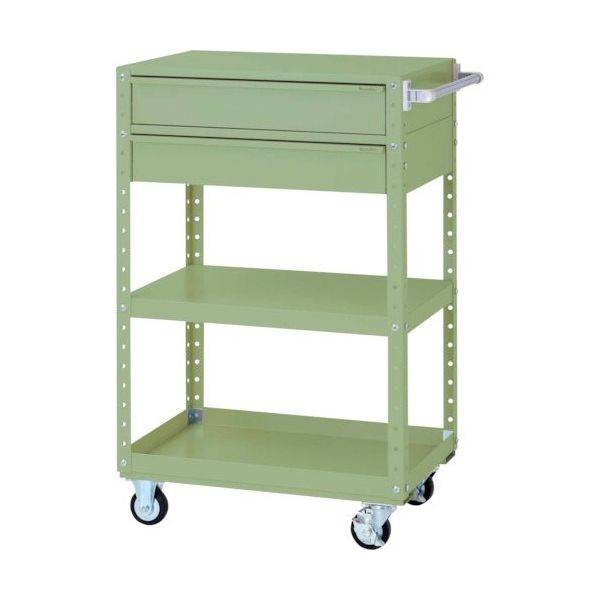山金工業 ヤマテック スペシャルワゴン 移動式 キャビネット深型1段×2個 ヤマテックグリーン W7CSH-M2-G 1台 868-3595（直送品）