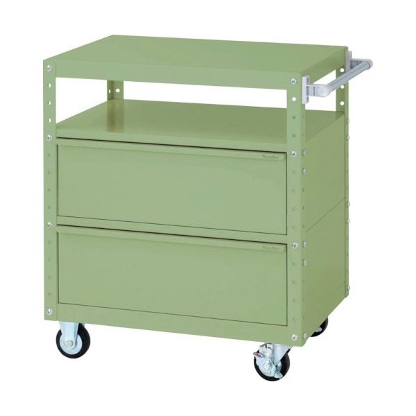 ヤマテック スペシャルワゴン W750×D500移動式 キャビネット超深型1段×2個 ヤマテックグリーン W7CU-BD2-G 1台（直送品）